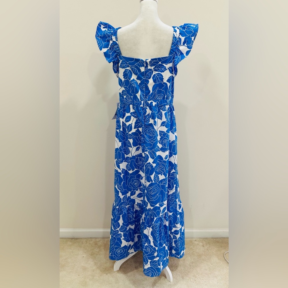 London Times Square Neck Maxi Ruffle Dress Summer For Women Size 16 - Picture 5 of 12
